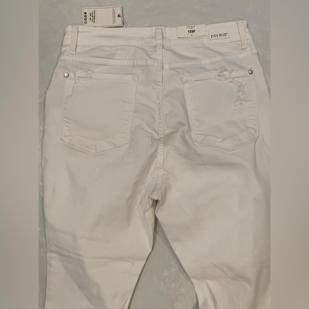 Judy Blue Skinny Fit Mid Rise White Destroyed Women's Jeans Size 16W - Picture 8 of 13